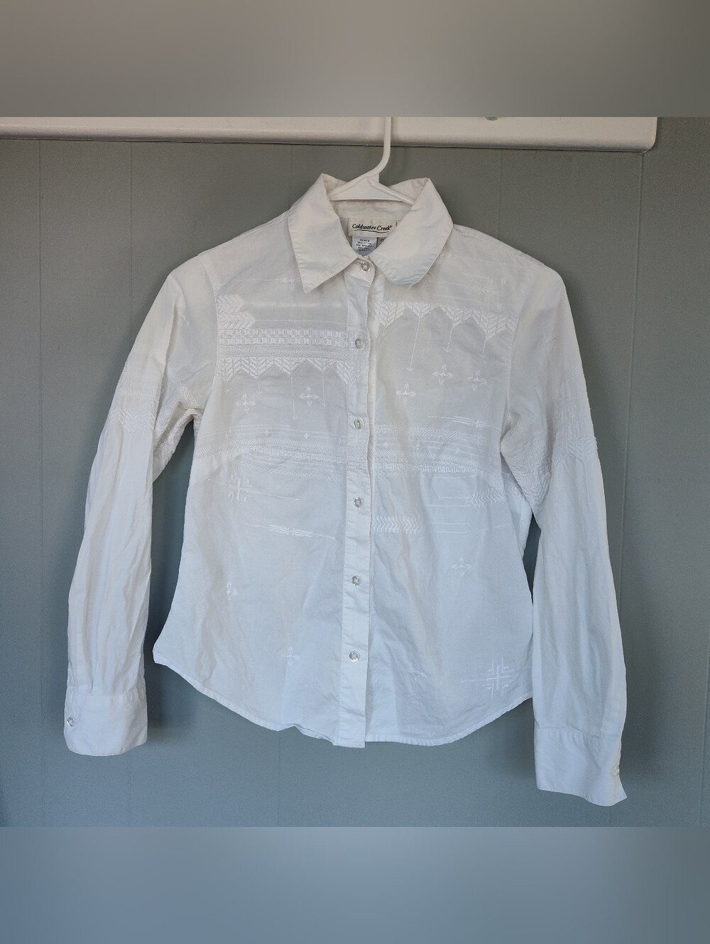 Coldwater Creek - Delicate White Embroidered Button-Up Shirt
